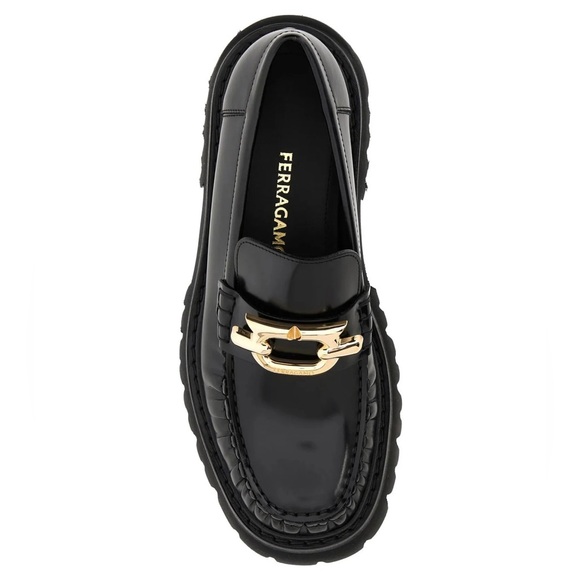 Ferragamo Black Leather Ingrid Loafers - Picture 8 of 14